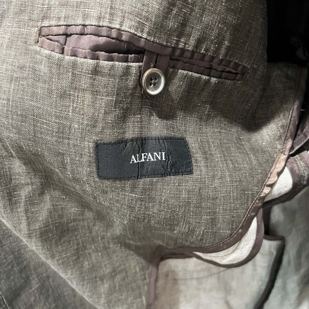 Alfani Men's 100% Linen Two-Button Blazer Jacket Size XL, Brown/Grey Txture - Picture 4 of 11